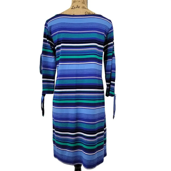 CUPIO Women's Nautical Cold Shoulder Striped Shirt Dress Blue Size Large - Picture 2 of 15